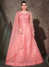 Peach Colour Viana vol 2 Designer Festive Wear Rosybrown Butterfly Net Heavy Anarkali Style Gown Collection Viana 07